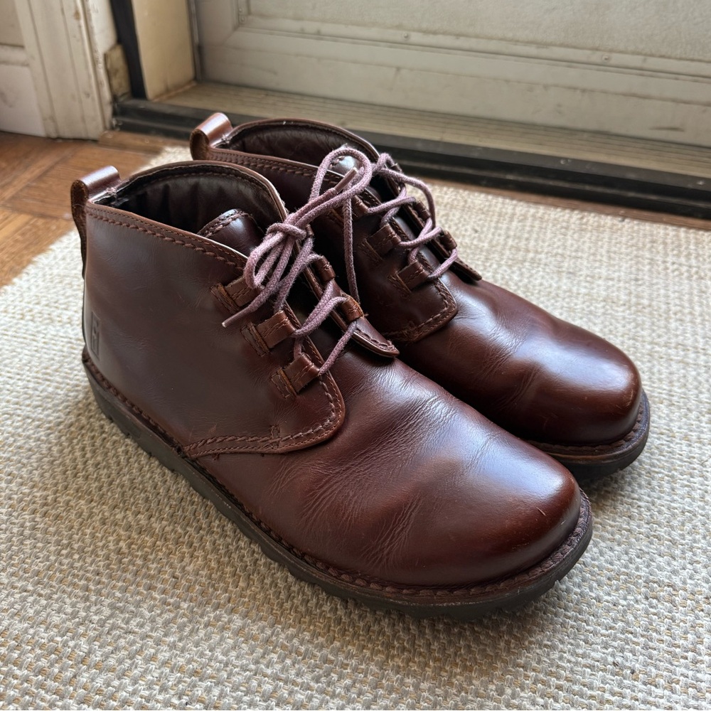 Mozo Brown Leather Men’s Chukka Boots, Nonslip Hard Toe Work Boot